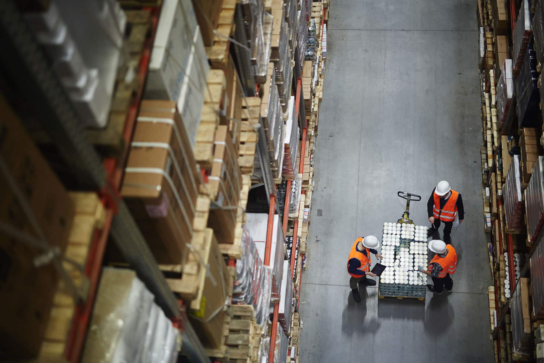 Workers in a distribution warehouse